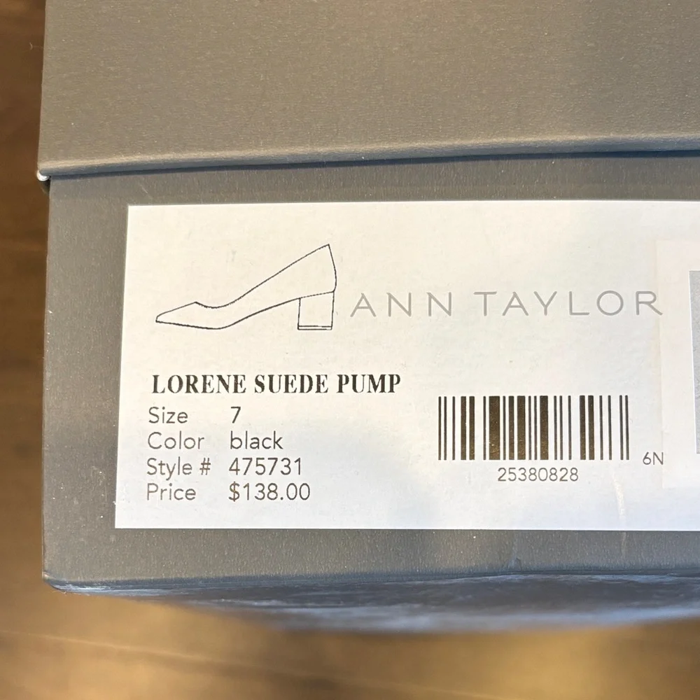 Ann Taylor Black Suede Heels with Tortoise Block - Picture 5 of 5